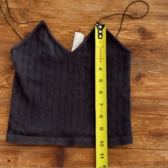 Nikibiki Women's Black Spaghetti Strap Micro‎ Ribbed Cropped Tank Top Small EUC - Picture 6 of 7